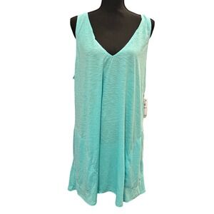 BECCA ETC Rebecca Virtue Aqua Blue Slub Knit V-Neck Pocket 16-18 NEW